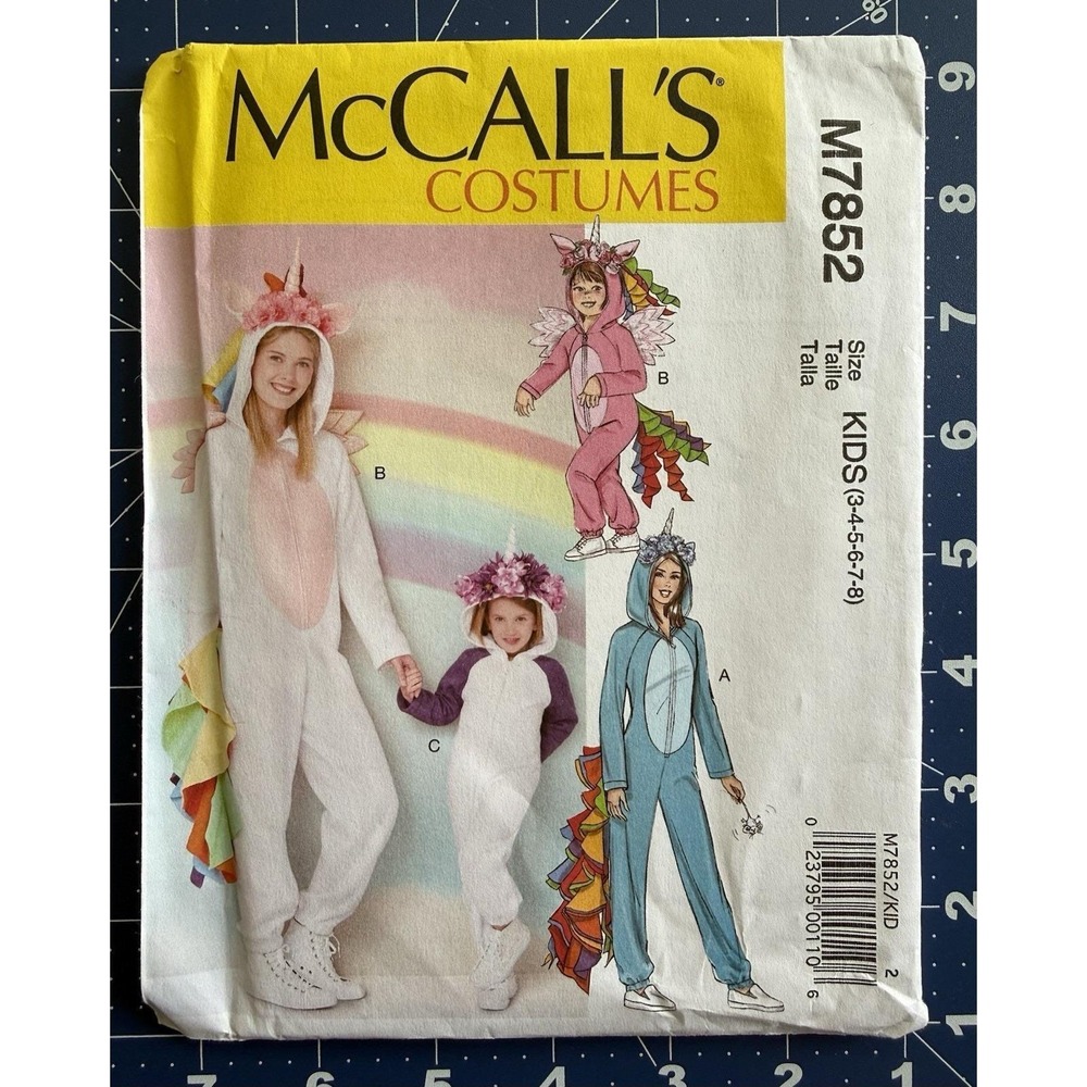 McCall's Loose-Fit Unicorn Costume Pattern‎ M7852 Child Size 3-8 UNCUT FF
